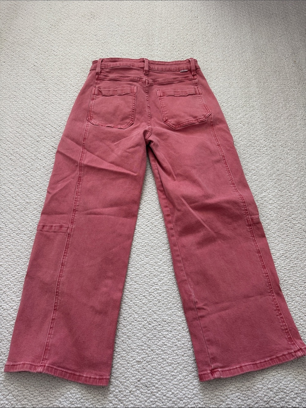 Risen Cropped Jeans High-Rise Rust Peach Denim - Picture 9 of 9
